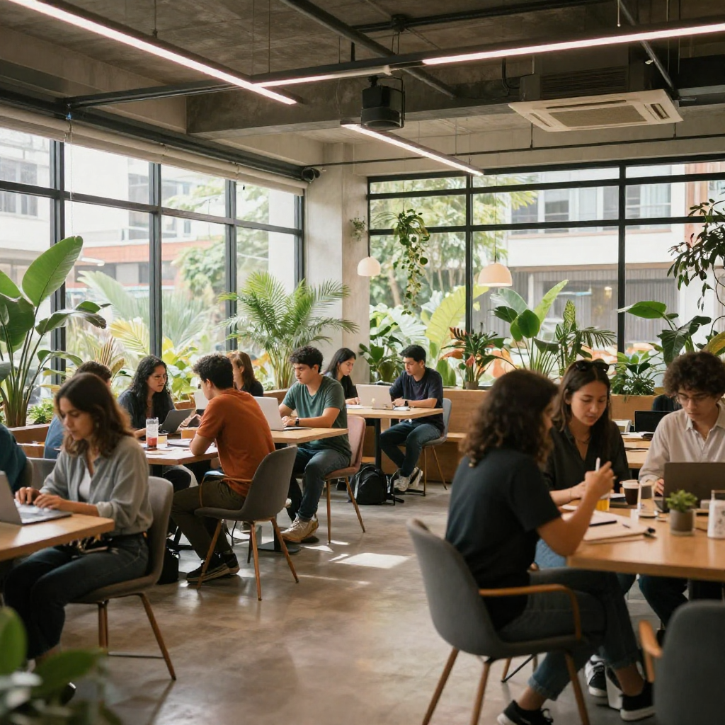 Hub tecnológico de Medellín con espacios de coworking